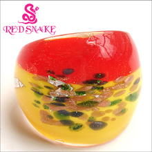RED SNAKE  Fashion Handmade Ring red and yellow with spots Murano Glass Rings 2024 - buy cheap