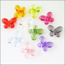 New 80Pcs Mixed Plastic Acrylic Clear Butterfly Spacer Beads Charms 13x17mm 2024 - buy cheap