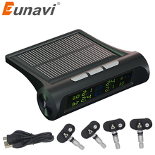 Eunavi умный автомобильный TPMS система контроля давления в шинах Солнечная зарядка цифровой дисплей Автоматическая охранная сигнализация с 4 внутренними 2024 - купить недорого