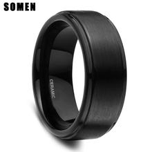 Classic Men's 8mm Black Brushed Ceramic Ring For Man Marriage Engagement Rings Wedding Band Fashion Male Jewelry anel bague 2024 - buy cheap