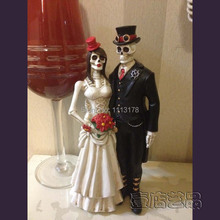 Cheap Horrible Wedding Cake Topper Halloween Skull bride and bridegroom Figurine cake toppers decoration Valentine's Day gift 2024 - buy cheap