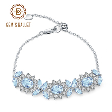 GEM'S BALLET 8.27Ct Natural Sky Blue Topaz Flower Bracelet 925 Sterling Silver Adjustable Bracelets&bangles For Women Wedding 2024 - buy cheap