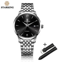 STARKING Mechanical Watch Luxury Men Watches Automatic Black Watch Men Stainless Steel Leather SET Waterproof Business Watch 2024 - buy cheap