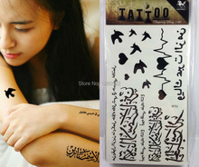 3 листа партия Мода Птицы дизайн временные татуировки арабский тату-стикер tatuagem temporaria Бесплатная доставка 2024 - купить недорого
