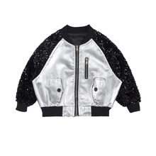 2019 Autumn Children Outerwear & Coats Metallic Color Sequin Leather Jacket Kid Girls Boys Coat Unisex Outfit BC387 2024 - buy cheap