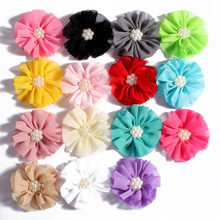 Flores de tecido de chiffon artificial macio com flor, acessórios para cabelo de bebês em forma de botão acrílico com 200 tamanhos e 15 cores 2024 - compre barato