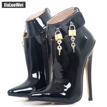 jialuowei 18cm/7" Super High Heel Shoes Woman Dance Party Shoes Lockable Ankle Strap Women Sexy Fetish Thin Heels Padlocks Pumps 2024 - buy cheap