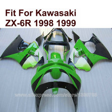 Kit de carenado para moto, carenado para Kawasaki ZX6R 1998 1999, color verde y negro, Ninja 636, 98 99 6R ZX, personalizado gratis, PO07 2024 - compra barato