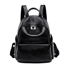 Women's Backpack Genuine Leather School Backpacks For Teenagers Girls Black Casual Travel Bag Mochila Bolsas Feminima Women Bags 2024 - buy cheap