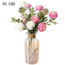 YO CHO, 3 головки пиона, искусственные цветы, розовый, белый пион, Шелковый цветок, искусственные пионы, свадебное украшение для сада, искусственный цветок 2024 - купить недорого