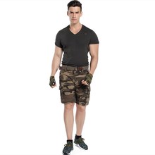 New Casual Shorts with Belt 100% Cotton Loose Camouflage Overalls Men's Youth Straight Summer Men's Summer Shorts 2024 - buy cheap