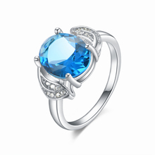 Женское модное роскошное кольцо с голубым кристаллом цирконием Love 925 пробы, серебряное кольцо для женщин на День святого Валентина, помолвка для женщин, подарок, размер 6-10 2024 - купить недорого