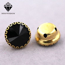 Free shipping Black Round shape glass crystal sew on rhinestones gold base lacy claw rhinestone Diy garment/clothing accessories 2024 - buy cheap