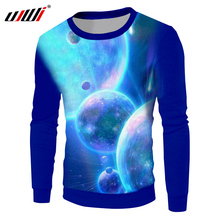 Ujwi novo harajuku galaxy espaço homem camisola superior azul planeta impressão hoodies hombre hip hop casual outerwear sweats frete grátis 2024 - compre barato