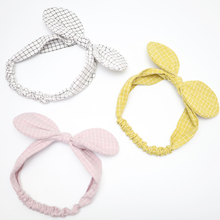 10pcs/lot New Sweet Princess Kids Grid Cloth Bowknot Hairbands Cute Rabbit Ear Headbands Plaid Turban Children Hair Accessories 2024 - buy cheap