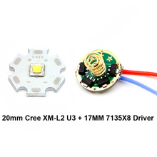20mm Base 10 W XM-L2 U3 LED Emitter chip bulb + 17mm 7135x8 2.8A Driver da Placa de Circuito para T6 U2 L2 Lanterna LED tocha 2024 - compre barato