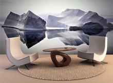 Papel de parede 3d customizado, mural de fotos 3d icebergs reflete papel de parede removível, adesivo vinil, arte de decoração caseira 2024 - compre barato