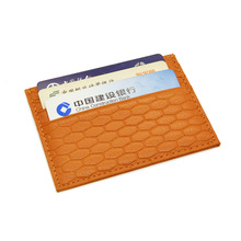 100% Cow Leather Brown brick tile sexangular Litchi Grain Pattern Card Wallet Shiny Dark Bronze Credit ID Card Holder Money Case 2024 - buy cheap