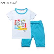 Повседневный комплект одежды Yilaku для мальчиков, футболка с коротким рукавом и штаны, детский спортивный костюм с мультяшным рисунком, летние комплекты одежды для мальчиков CF421 2024 - купить недорого