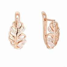 Korean  Earring 585 Gold Color Earring Office Style Leaf Shape Top Fashion Earring Cubic Zircon Women Drop Earring 2024 - buy cheap