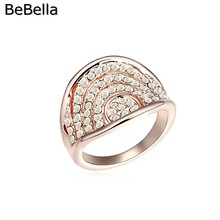 BeBella de moda-bola de cristal de oro rosa para mujer, anillo para la fiesta con cristal checo genuino para niña, regalo de Navidad 2024 - compra barato