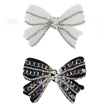 10pieces Beaded Sequin Black  White Bow Tie Applique Badges Bow Knot Collar Patches for Clothes Decorated Sewing Supplies TH1106 2024 - buy cheap