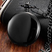 Роскошные черные механические карманные часы с гладким циферблатом, мужские наручные часы с римскими цифрами и цепочкой, уникальные карманные часы с ручным держателем 2024 - купить недорого