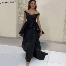 Black Off Shoulder Sexy Mermaid Evening Dresses 2020 Dubai Ddesign Sleeveless Crystal Evening Gowns Serene Hill BLA60798 2024 - buy cheap