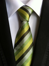 NEW Mens Formal necktie high level Woven tie with green stripes 2024 - buy cheap