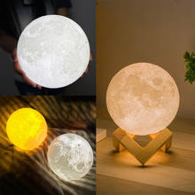 Зонд Блестящий 8-20 см диаметр 3D печать луна лампа USB LED ночник лунный свет подарок сенсорный датчик изменение цвета ночника 2024 - купить недорого