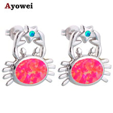 Lovely design Supper spplier Wholesale & Retail Red Fire Opal Silver Stamped Stud Earrings Fashion Jewelry Opal Jewelry OE307A 2024 - buy cheap