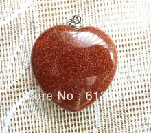 HOT!hot free Shipping new 2014 Fashion diy 5pcs orange sandstone gold-color stone heart pendant 25mm MY4689 2024 - compre barato