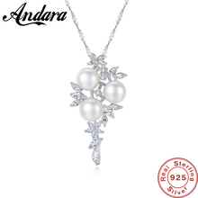 Natural Freshwater Pearls Pendant Necklace Real 925 Sterling Silver Fine Jewelry via 3pcs AAAAA Freshwater Pearls Gift For Women 2024 - buy cheap