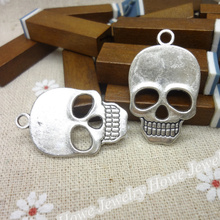 25 pcs Vintage Charms Skull Pendant Antique silver Fit Bracelets Necklace DIY Metal Jewelry Making 2024 - buy cheap