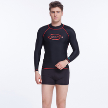 2016 Novos Gola Alta Homens Carta Impressão Swimwear Rash Guard Rashguard Surf Mergulho Tops Man Long Sleeve Sun-Proteção Terno dos esportes 2024 - compre barato