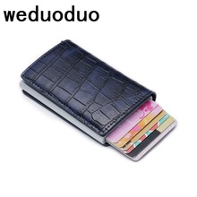 2019 Newest Card Holder RFID Aluminium Credit Card Holder Men Metal Card Id Holders Pu Leather Wallet Automatic Card Case 2024 - buy cheap