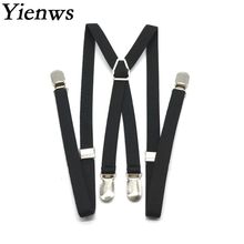 Yienws Women Suspenders 1.5*110cm 4 Clip Black Suspenders for Men Skinny Slim Suspenders Elastic Strap Braces Suspensorio YiA120 2024 - buy cheap