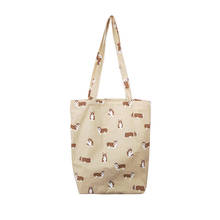 Corgi Dog Print Cotton Canvas Handbag Women Cute Shoulder Bag Casual Fashion Tote Shopping Bag Women's Bags Tote Feminina 2024 - buy cheap