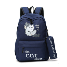 Mochila escolar para adolescentes, bolso escolar de lona con dibujos animados luminosos, para adolescentes, estudiantes y gatos 2024 - compra barato