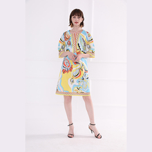 Women Summer Dress 2019 High Quality Runway Short Sleeve Printed Loose Casual Dresses Holiday Dress NP0553L 2024 - buy cheap