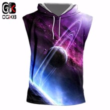 OGKB New Arrive Rainbow Nebula Planet 3D Printed Tank Top With Hood Sleeveless Hoodies Men /women Design Hip-hop Style Hoody 7XL 2024 - buy cheap