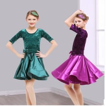 2018 girls latin dresses for dancing ballroom dance dress rumba samba velvet children samba cha cha tango skirt standard salsa 2024 - buy cheap