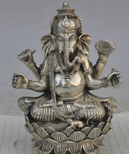 BRASS factory outlets Tibet Silver tibet buddhism silver 4 arms Ganapati Ganesh Lord Ganesha Elephant buddha statue 2024 - buy cheap