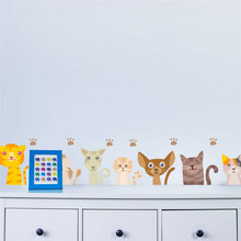3d vívido gato cão pata adesivos de parede para crianças quartos decoração do animal estimação quarto sala estar decalques parede mural artes cartaz 2024 - compre barato