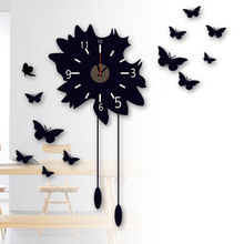 Free Shipping Large Decorative Wall Clock Sticker Home Decoration Wall Art Black Butterfly Wall Decals WallPaper for Living Room 2024 - buy cheap