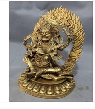 Ornamento para decoração de cobre antigo, artesanato de bronze, budismo do tibete, vajra, 4 braços, mahakala, buda, joss, demort 2024 - compre barato