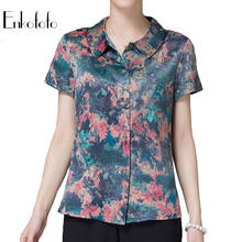 Pure Silk Blouse Women Summer Elegant Print  Printed Short Sleeve Loose Plus Size 3XL 4XL Chiffon Shirts Casual Tops Blusas 2024 - buy cheap