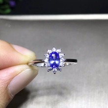 Simple and exquisite style, natural tanzanite ring, ladies classic style, Wang Hao with the ring, 925 silver material 2024 - buy cheap