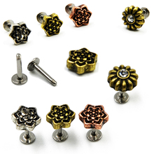 1 Pieces Brass Tribal Vintage Mandala Labret Earring Ear Cartilage Ear Tragus Lip Ring Piercing Jewelry 2024 - buy cheap