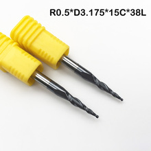 2 pcs R0.5mm with 3.175mm(1/8")shank Tungsten solid carbide Tapered Ball Nose End Mills and cone cutter HRC55 with coat 2024 - buy cheap